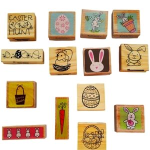 Set of 14 Easter Holiday Mounted Rubber Stamps